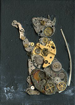 "Time"  To Play Mary Steinhardt Waterford WI watch parts collage  SOLD
